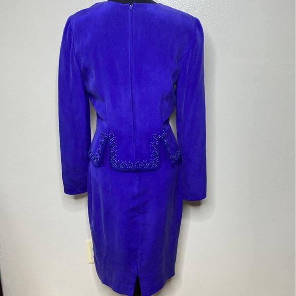 MAGGY LONDON PURPLE 100% SILK DRESS W/ BEADING SZ 4 - Picture 5 of 6